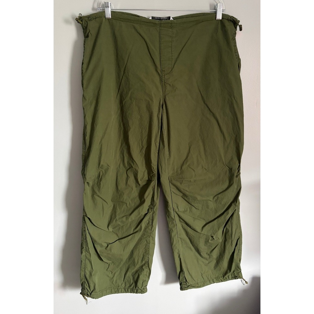 Refuge Olive Green Parachute Pants Bungee Drawstring Crop Large
